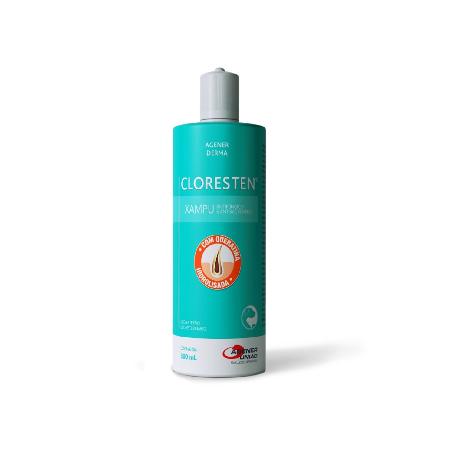 Shampoo Cloresten Antifúngico e Bacteriano Dr.Clean Cães e Gatos 500ml