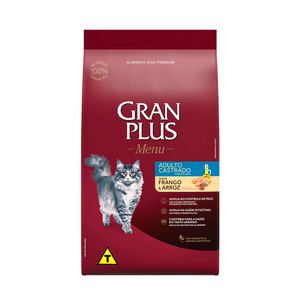 Ração GranPlus Menu Gatos Adultos Castrados Frango e Arroz